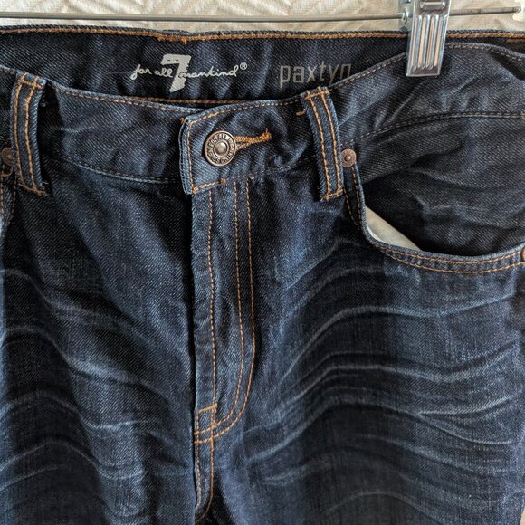 7 for all Mankind Men's Paxtyn Jeans Skinny Slim 28x31 Dark Wash Denim NWOT - Picture 2 of 10